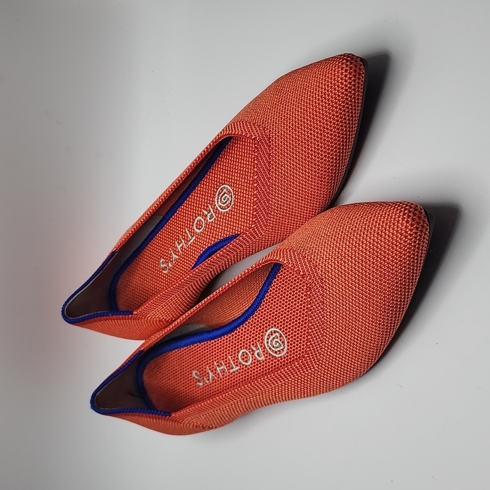 Rothy’s Retired Rare Persimmon The Point Flats Orange Shoe Size 7